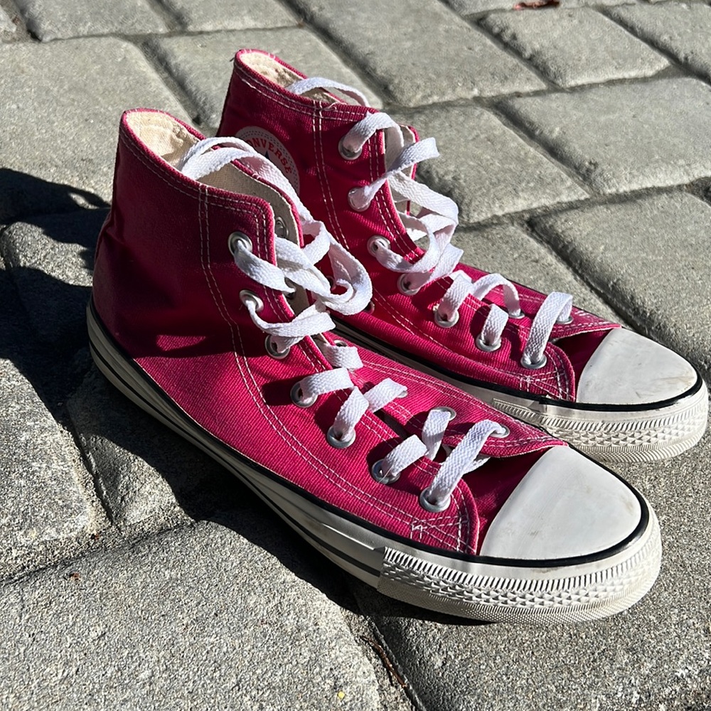 HOT PINK CONVERSE HIGH TOPS